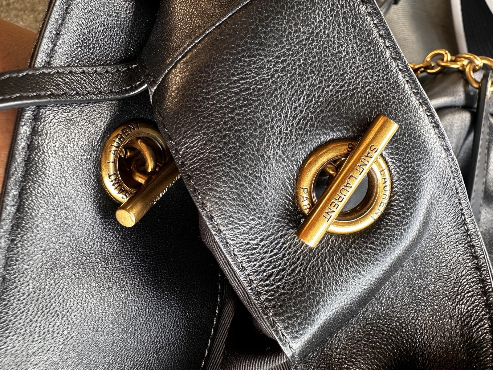 Saint Laurent Black Jamie Large Shoulder Bag Gold Chain w/ Pouch