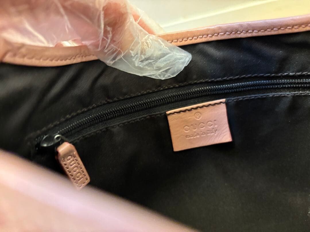 Gucci Pink GG Canvas Leather Shoulder Bag Jackie 0013735 Silver Auth