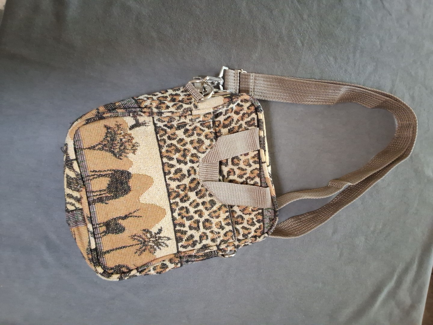 African Animal Print Tapestry Crossbody Multi Pocket Purse Bag Pioneer Express