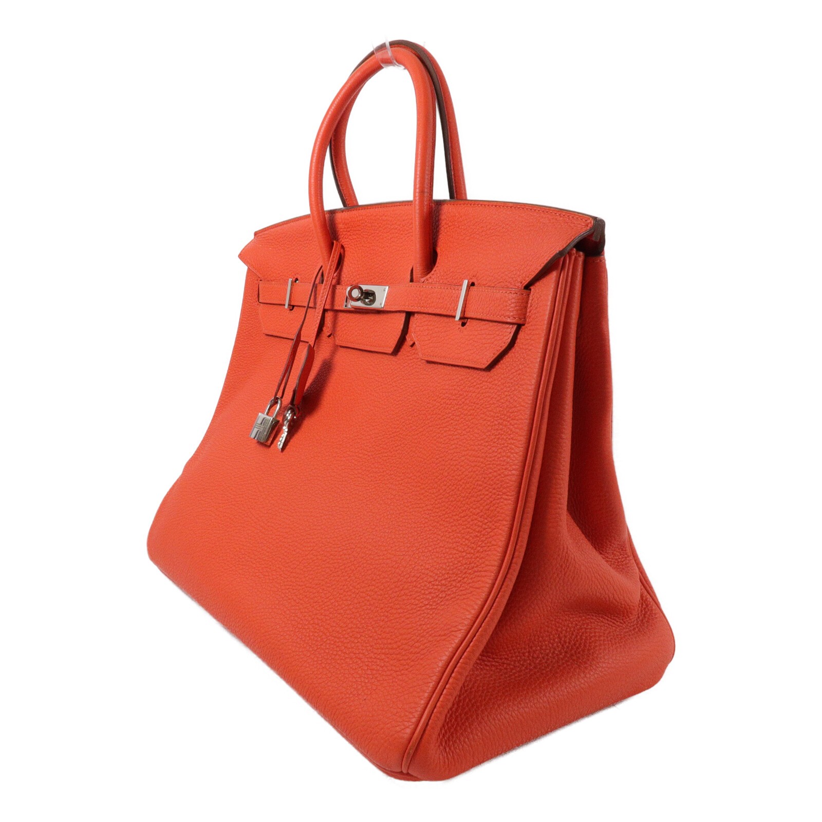 HERMES PHW Birkin 40 Handbag Togo Leather Orange Poppy