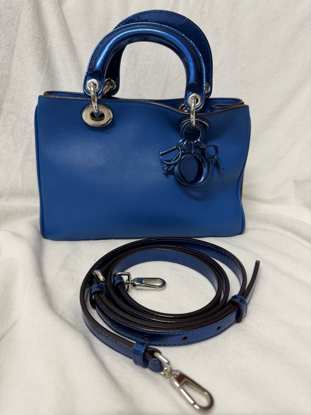 Christian Dior Mini Blue Diorissimo Top Handle crossbody bag
