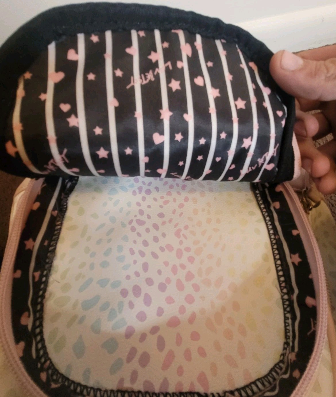 Betsey Johnson Kitty Cat Backpack Purse Pink Black Quilted Paws Ears!