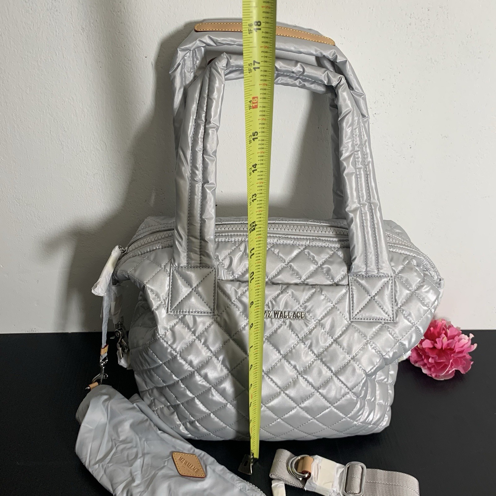 MZ Wallace – Sutton Deluxe Oyster Metallic Quilted Tote Bag – Style: 1285X1917