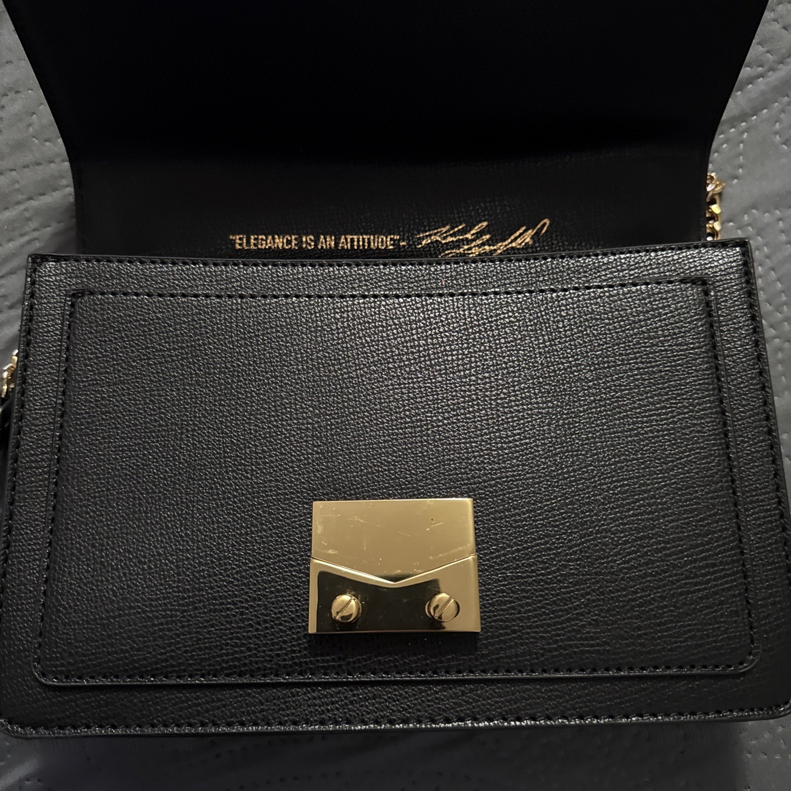Karl Lagerfeld Black Crossbody Bag With Hearts Jewels Embellishments