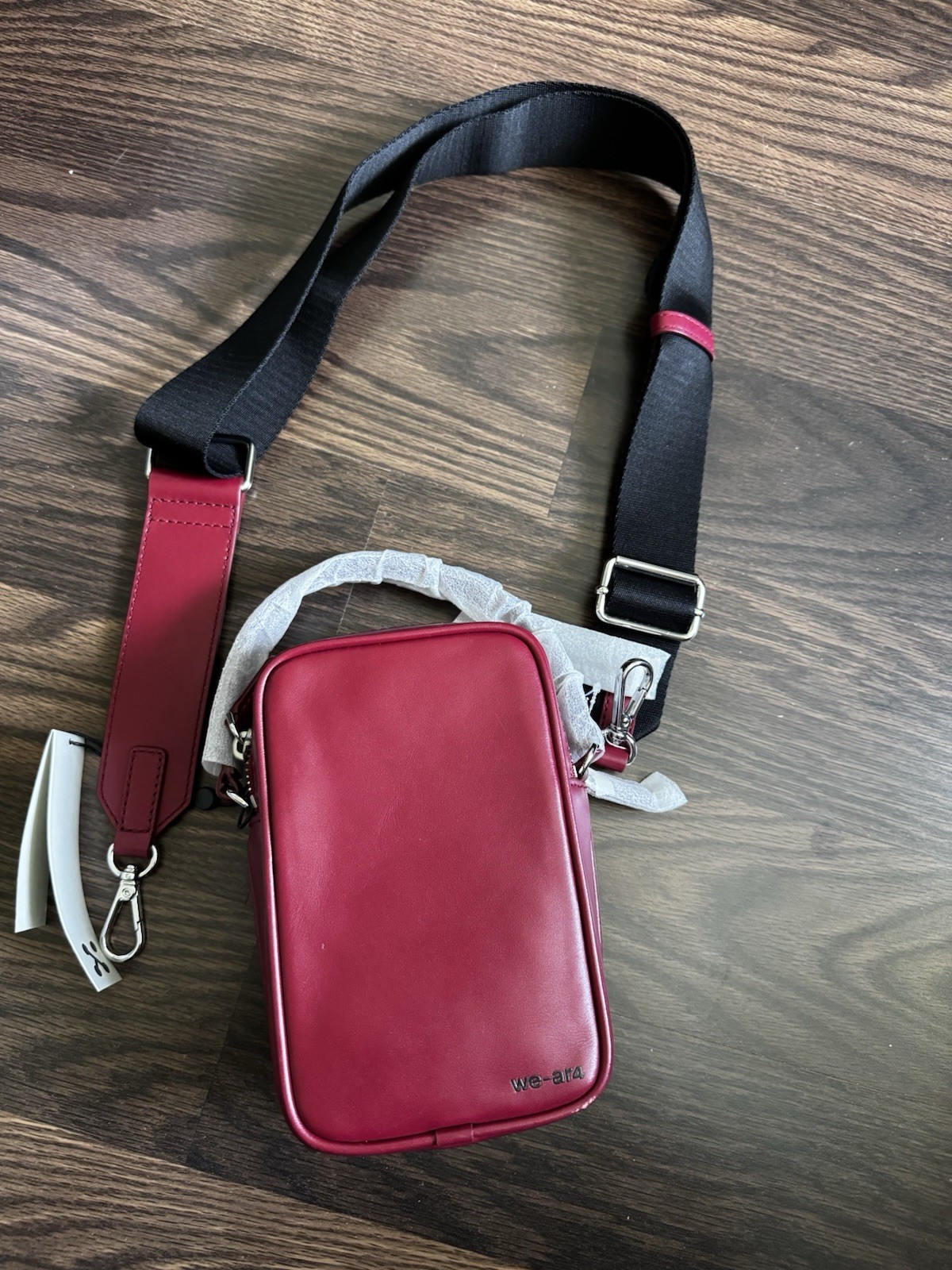 we-ar4 Red Small Crossbody Bag, Double Zip, Adjustable Detachable Strap NWT