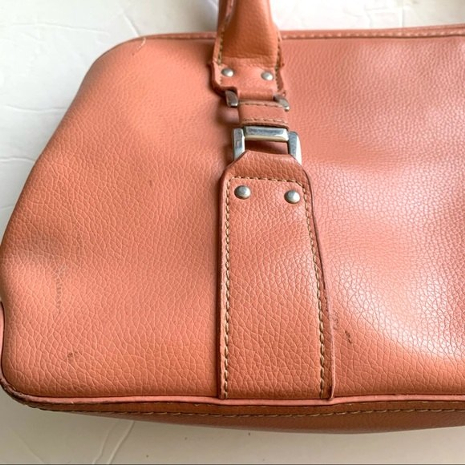 croft & barrow Peach Orange Vegan Leather Rectangle Shoulder Bag Purse