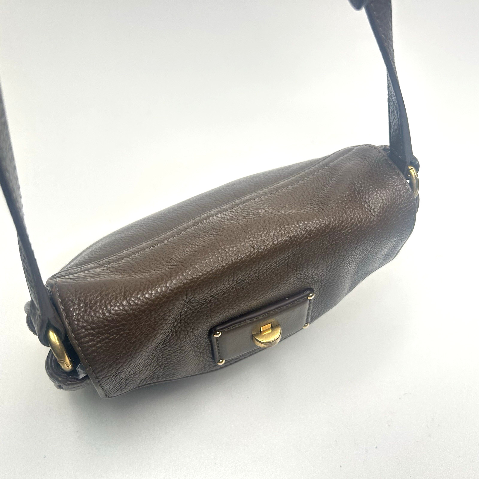 MARC JACOBS Crossbody Pebbled Leather Brown Totally Turnlock Small