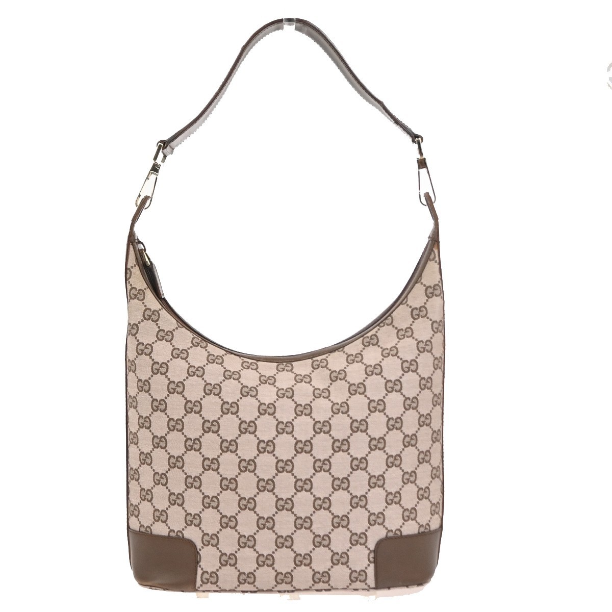 GUCCI Logo GG Pattern Shoulder Hand Bag Canvas Leather Beige Brown Italy 69PA230