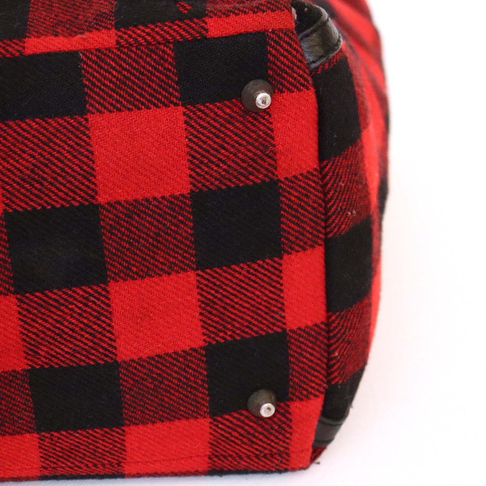 Plaid Tote Handbag Red Black Buffalo Check Wool Blend Light Shoulder Bag J Jill