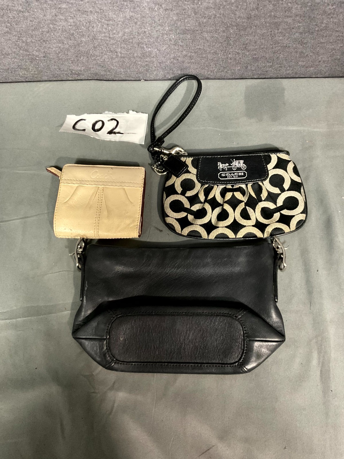 Lot of 3 Coach Ashley Clutch Wristlet Bags and Wallets for Womens Black Beige