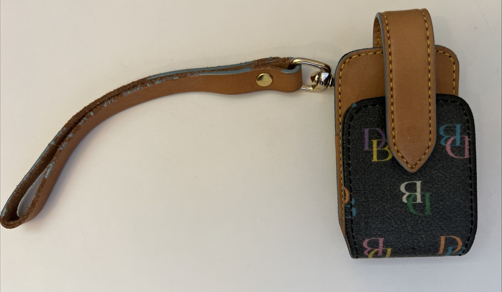 Vintage Dooney & Bourke Logo Letter Cell Phone Case Wristlet w/ Pink Heart
