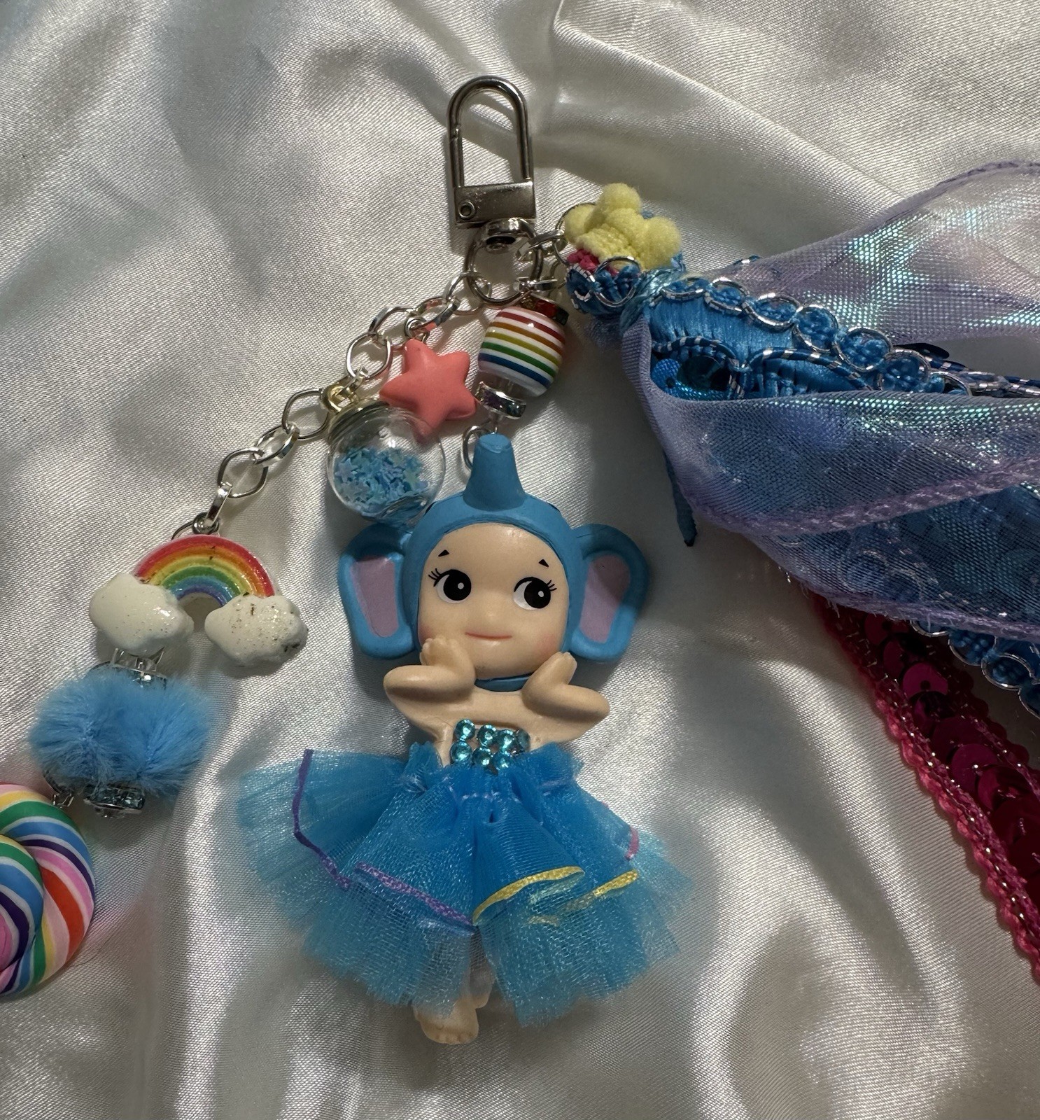 Custom made Elephant Doll Bag Charm Blue Sonny Angel Style Kitsch Vibe