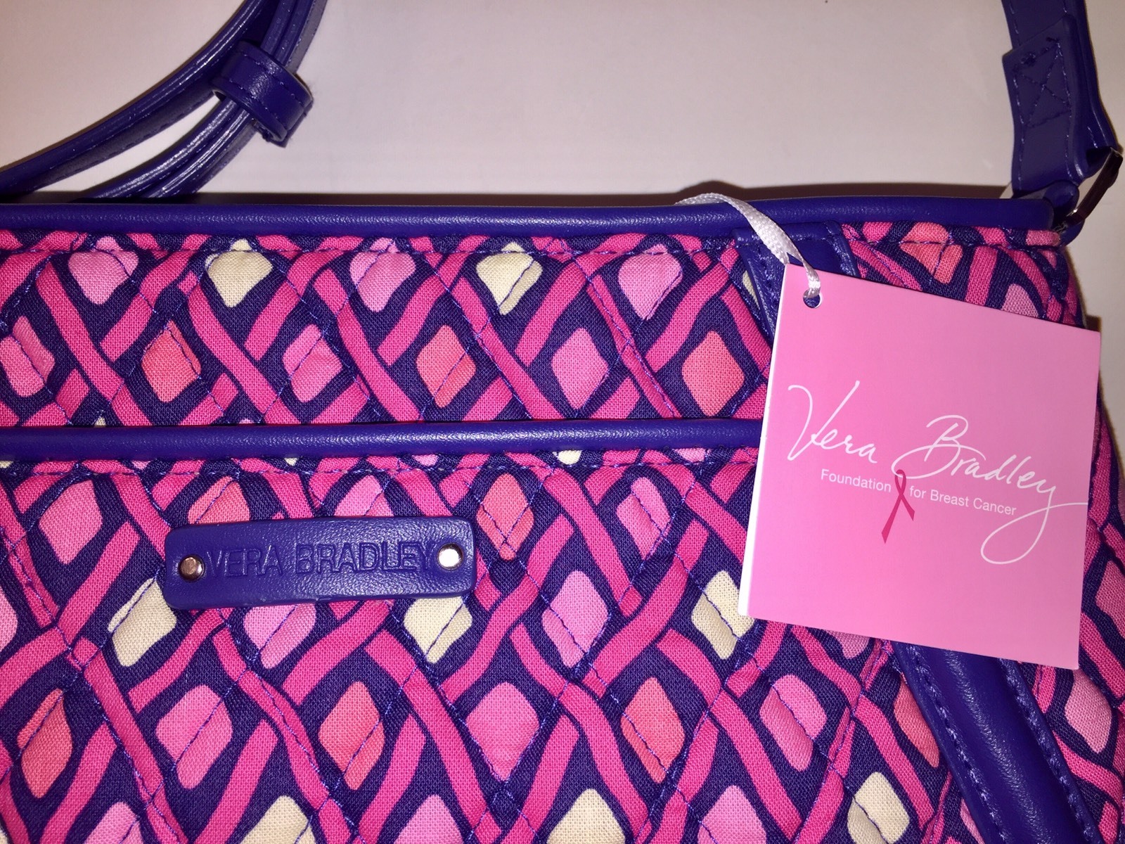 Vera Bradley Crossbody Bag Pink Diamonds Trimmed Trapeze Katalina NWT Retail $78
