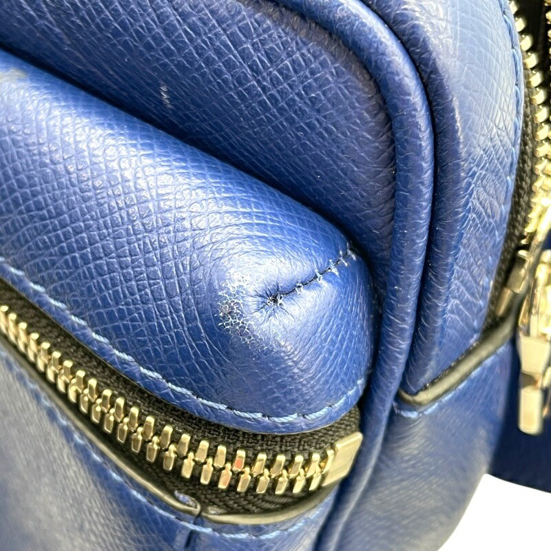 LOUIS VUITTON Bumbag Outdoor M33455 Blue Taiga Leather Belt Bag Unisex Authentic