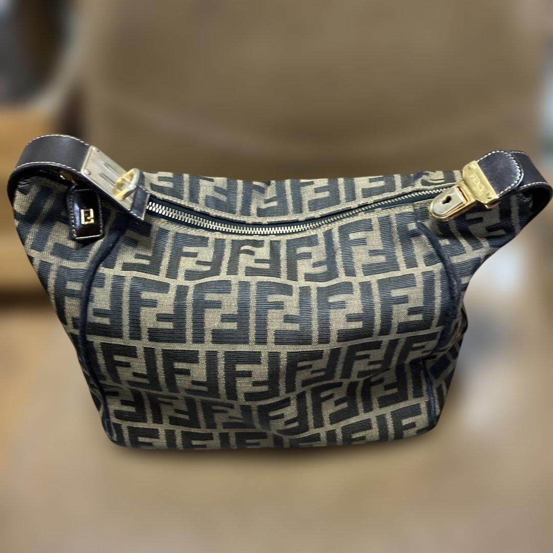 FENDI Handbag Canvas Brown black Authentic From Japan