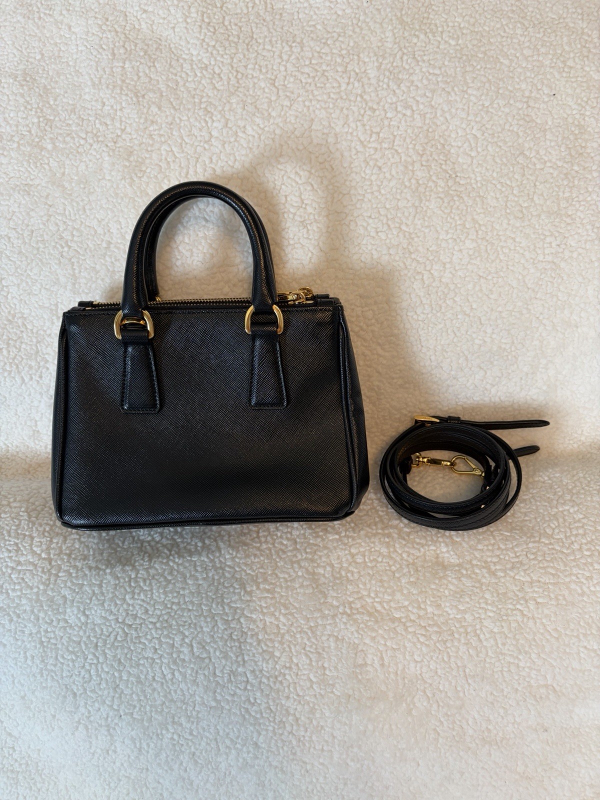 PRADA Galleria Micro Saffiano Leather Black Bag