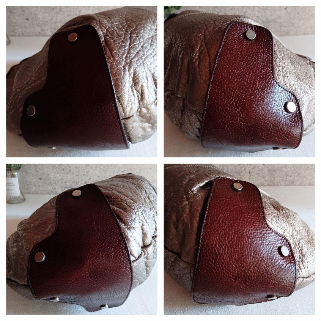 Marni Balloon 2-Way Shoulder Bag Leather Bronze Brown Handbag 15.4×11.8×5.9 in