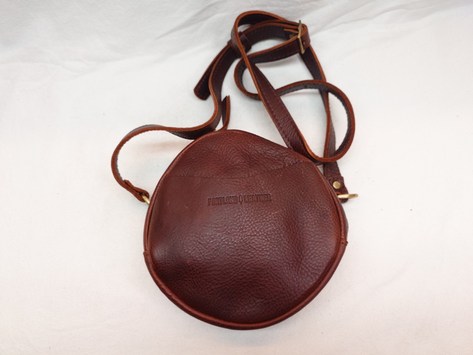 Portland Leather Small Circle Crossbody Brown Nutmeg Women’s Purse Bag