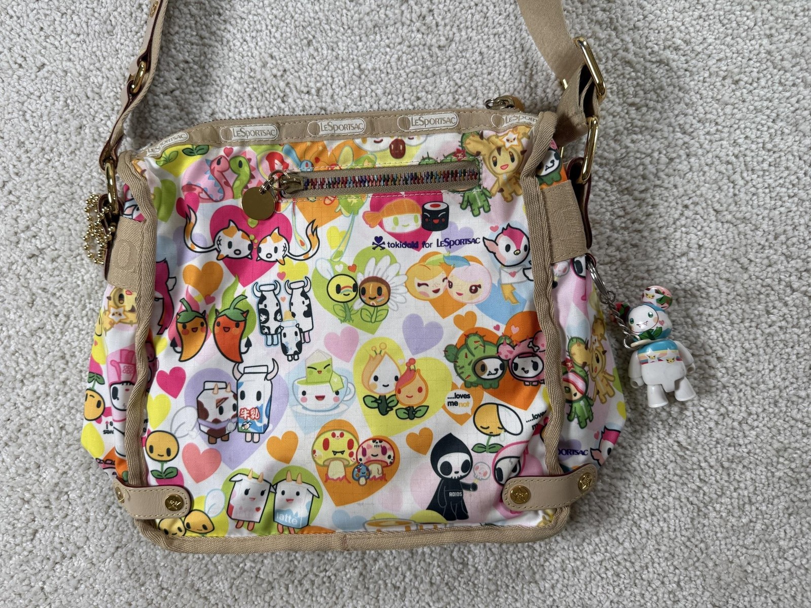 Le SportSac Crossbody Bag Womens Medium Multicolor Tokidoki Character Print