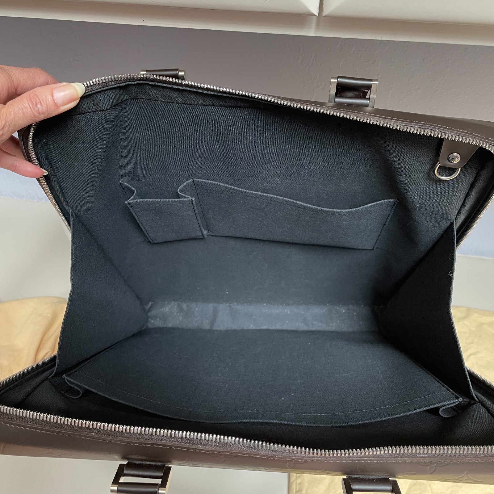 Louis Vuitton Monogram Glace Erwin Business Bag in dark brown