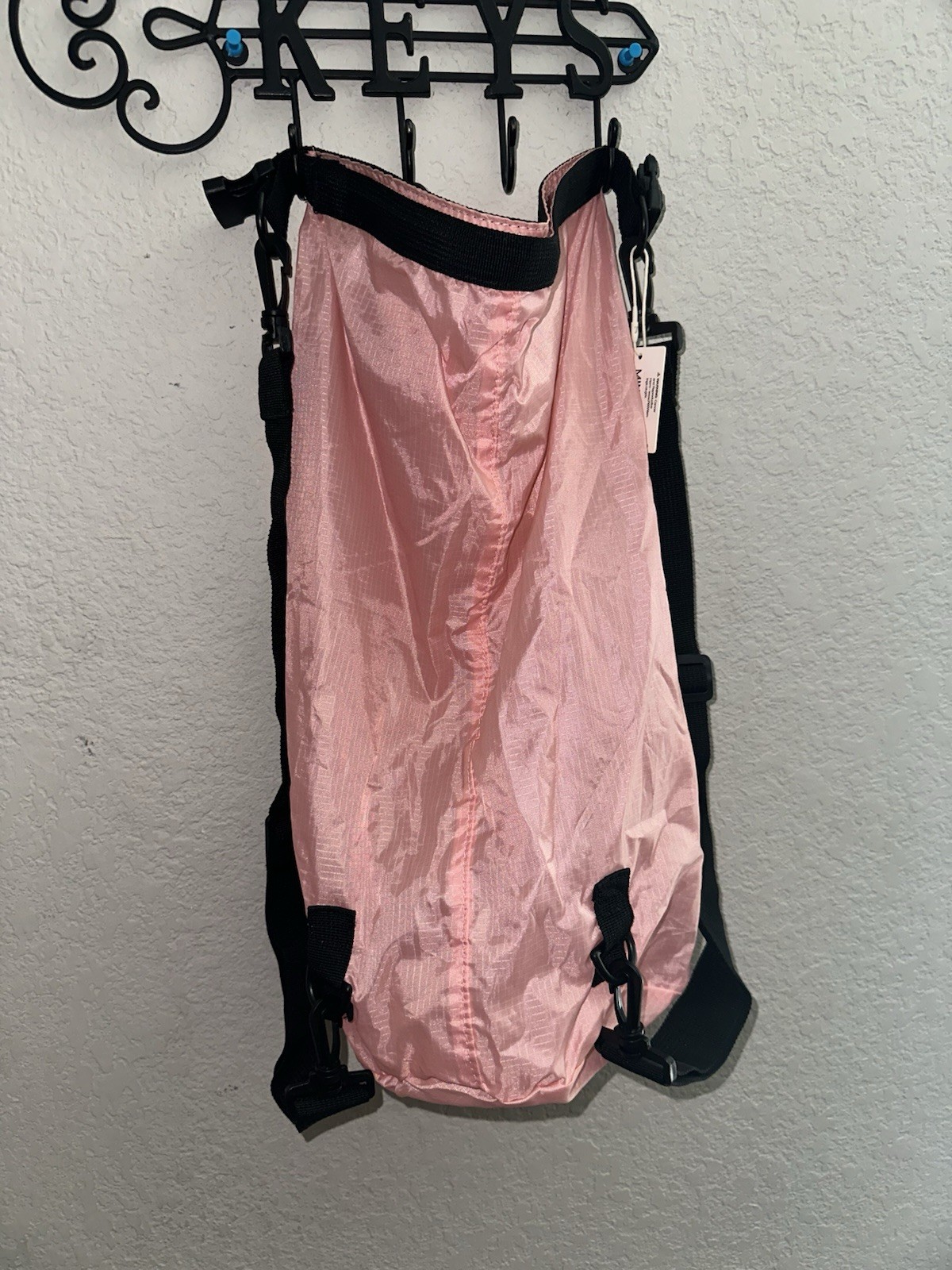 MINISO Life Dual Bucket Backpack Pink/Black Adjustable Strap Detachable Buckle