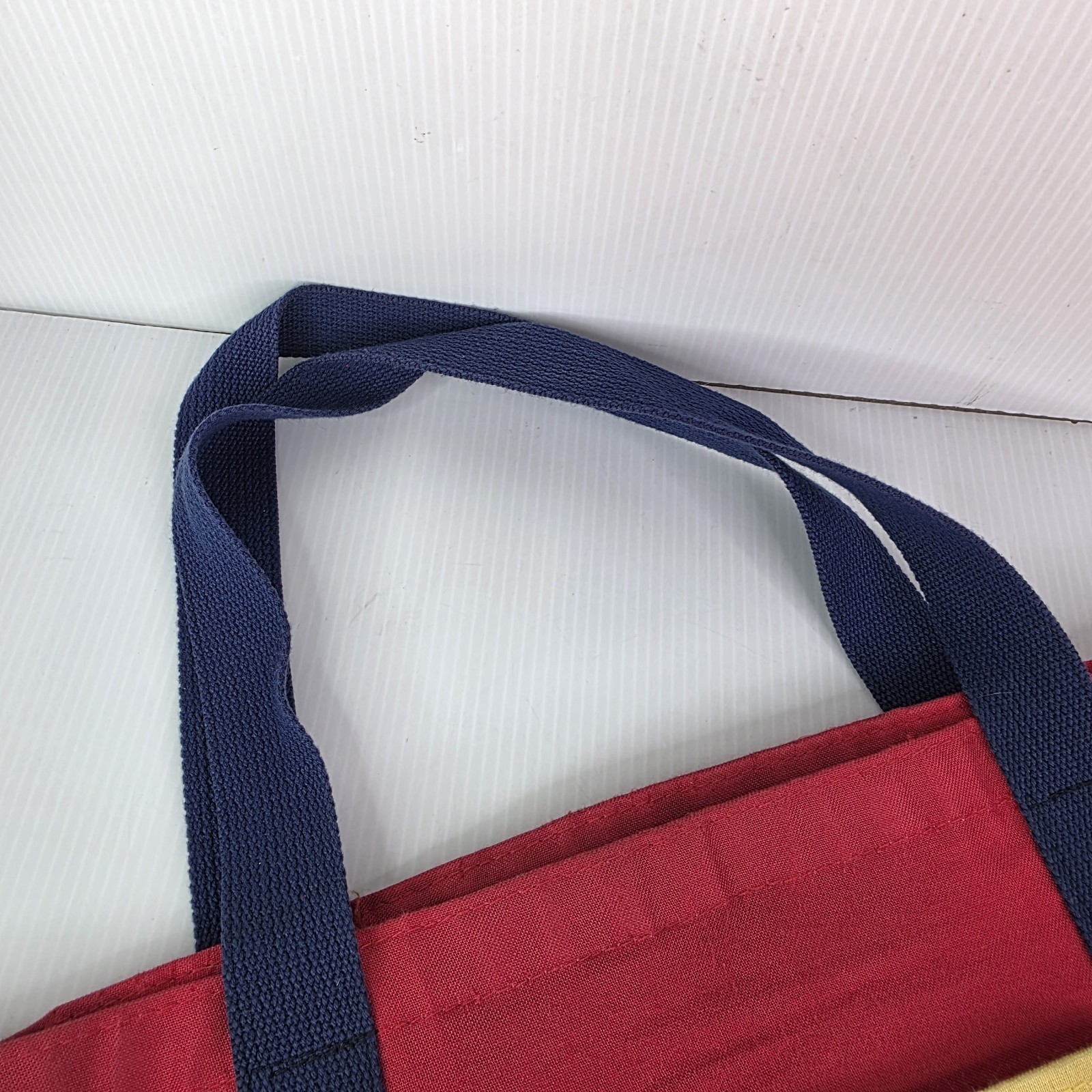 NEIMAN MARCUS Tote Bag Red Yellow Blue Straps Canvas 80’s Vintage