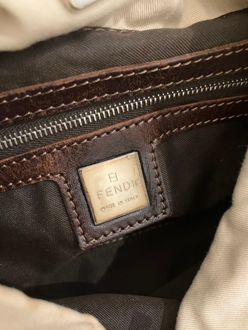 FENDI Zucca Zucchini Logo Beige Canvas Mini Shoulder Bag 11a