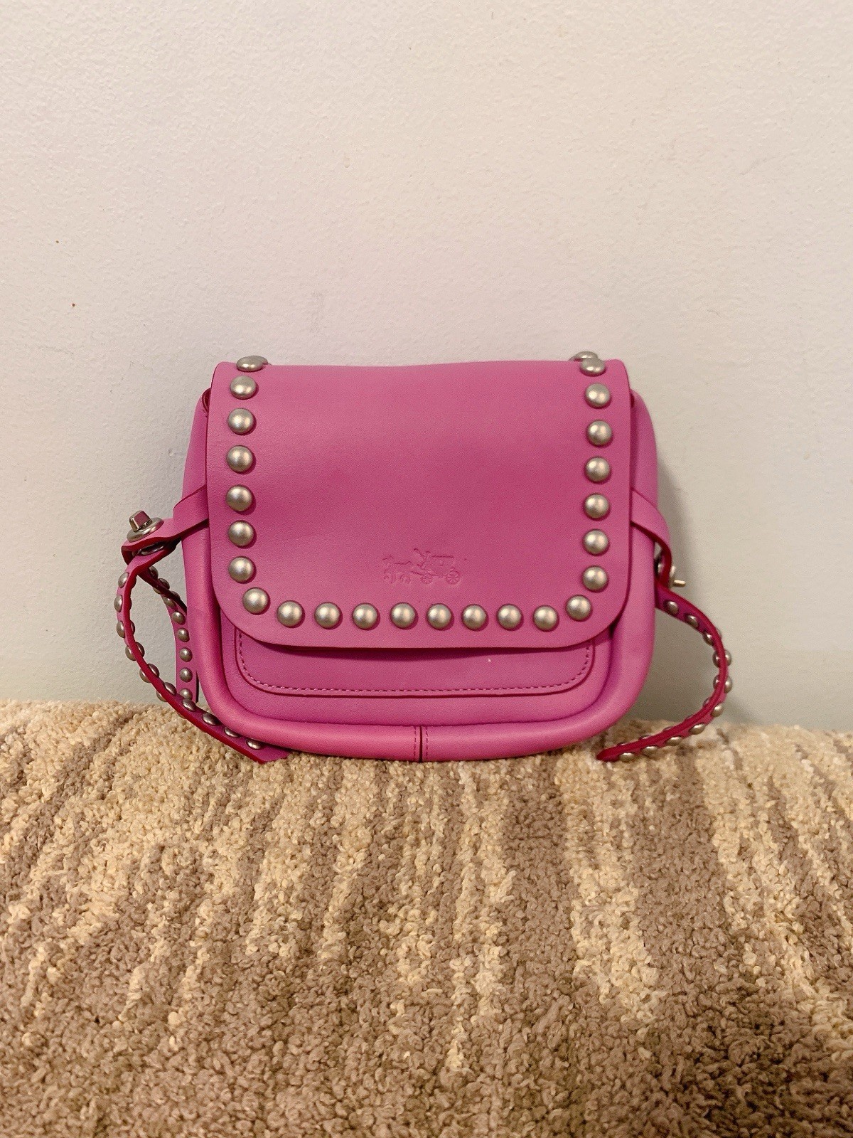 NWT Coach Dakotah 15 With Rivets & Natural Calf Leather Puce Crossbody 35751
