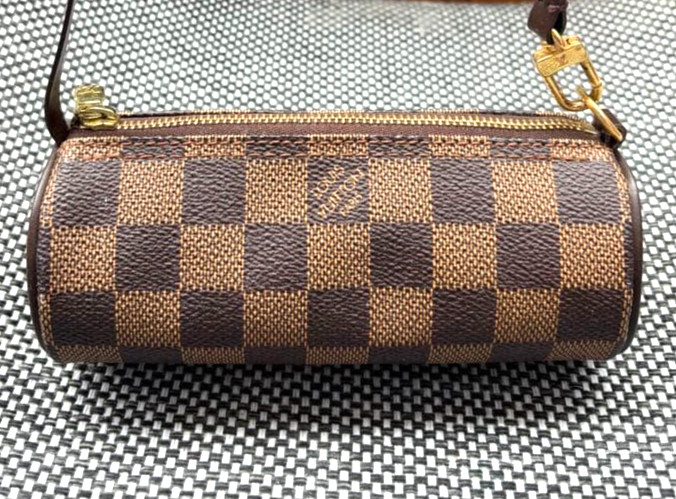 Auth Louis Vuitton Damier Ebene Papillon Mini Pouch Handbag Japan Vintage