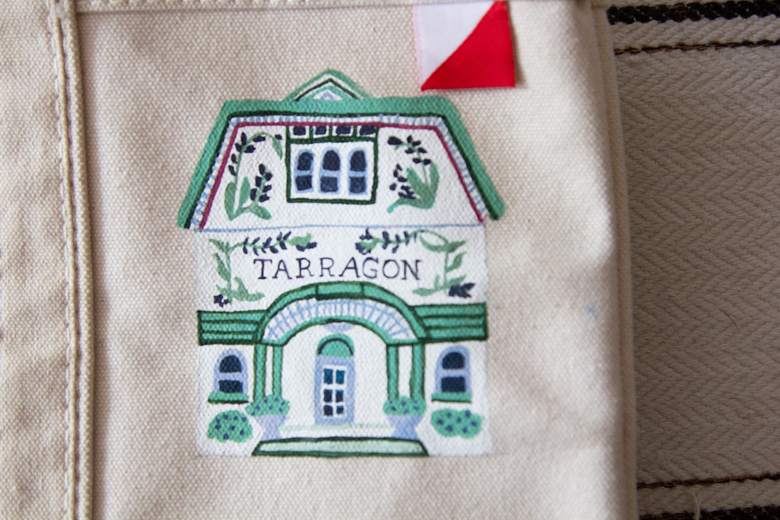 Hand-painted Hand-Embroidered Medium Canvas Boat Tote Bag Lenox Spice Village