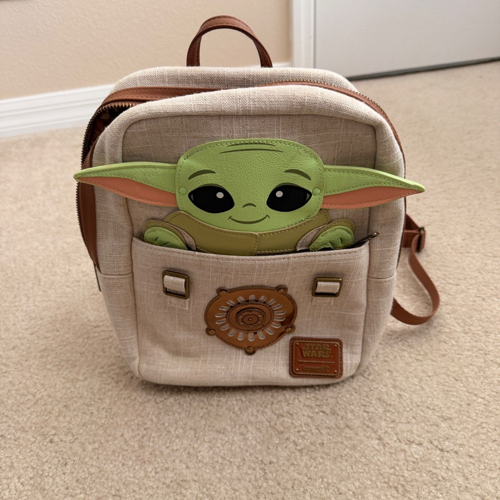 Loungefly Star Wars Grogu Baby Yoda Mini Backpack Disney Parks Tan
