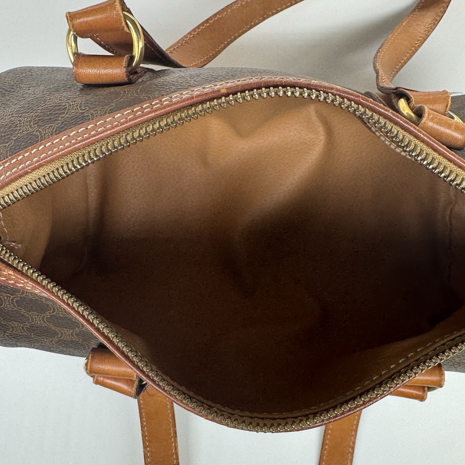 Celine Duffle Style Monogram Purse Inside Pocket Zip 10” Wide 6” Deep
