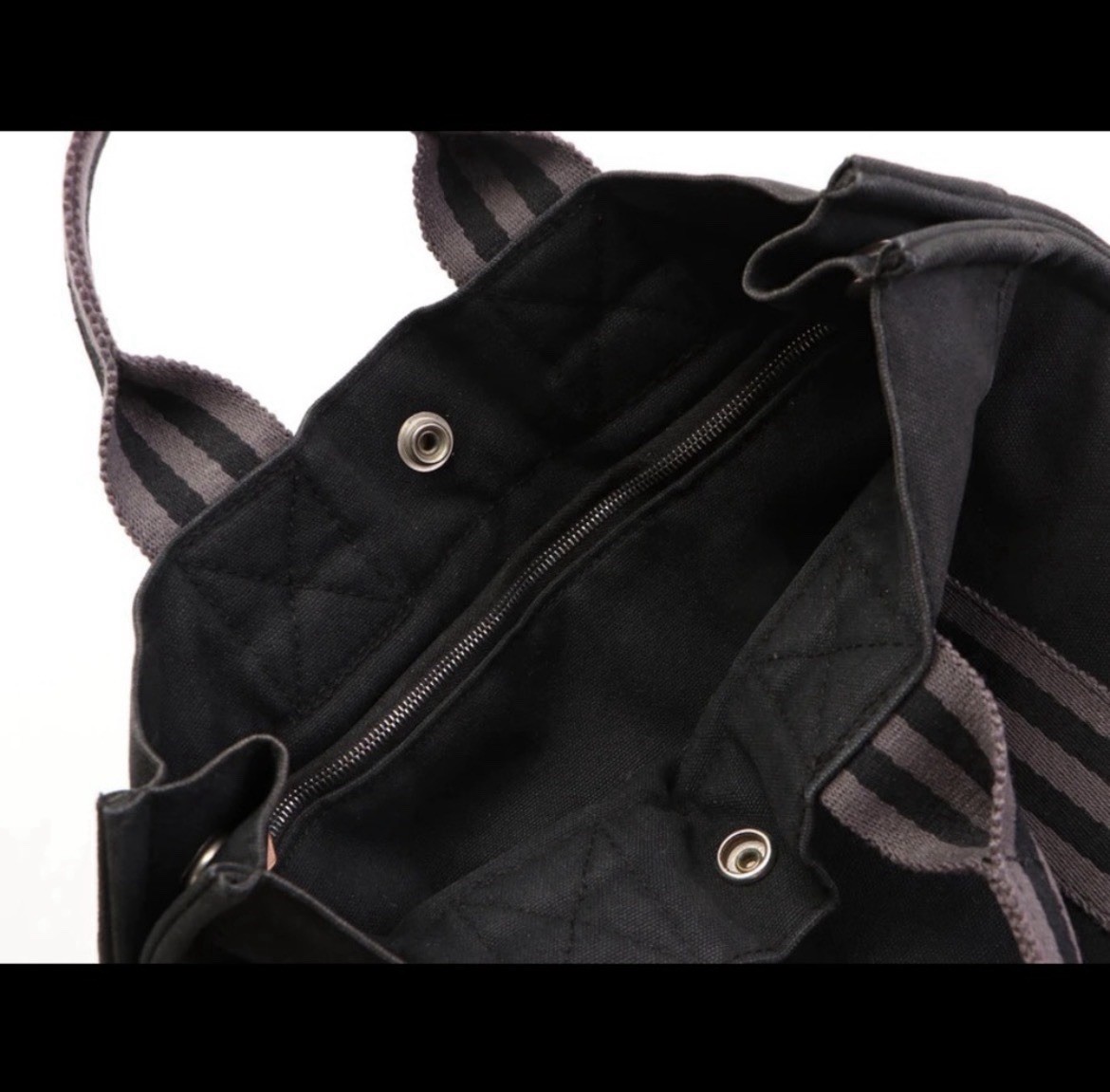 Hermès Women Gray Grey/Black Canvas Fourre Tout PM Tote Bag One Size
