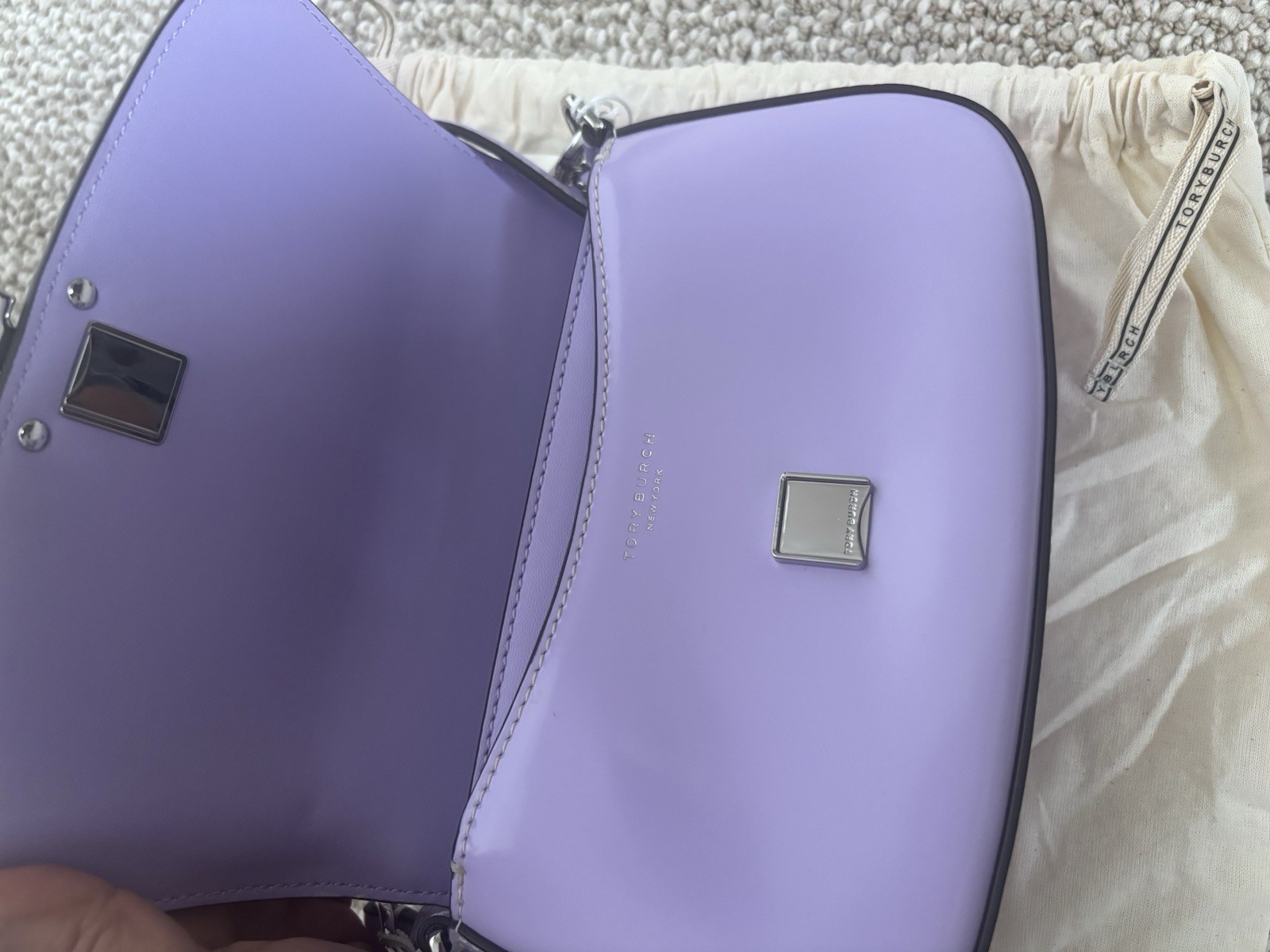 Tory Burch Carter Adjustable Shoulder Bag Purple Crossbody Purse