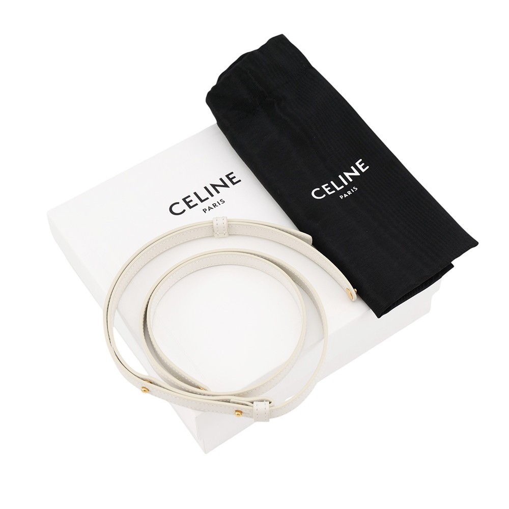 CELINE Triomphe Mini Claude Shoulder Bag Size Mini Shiny Calf Leather White …