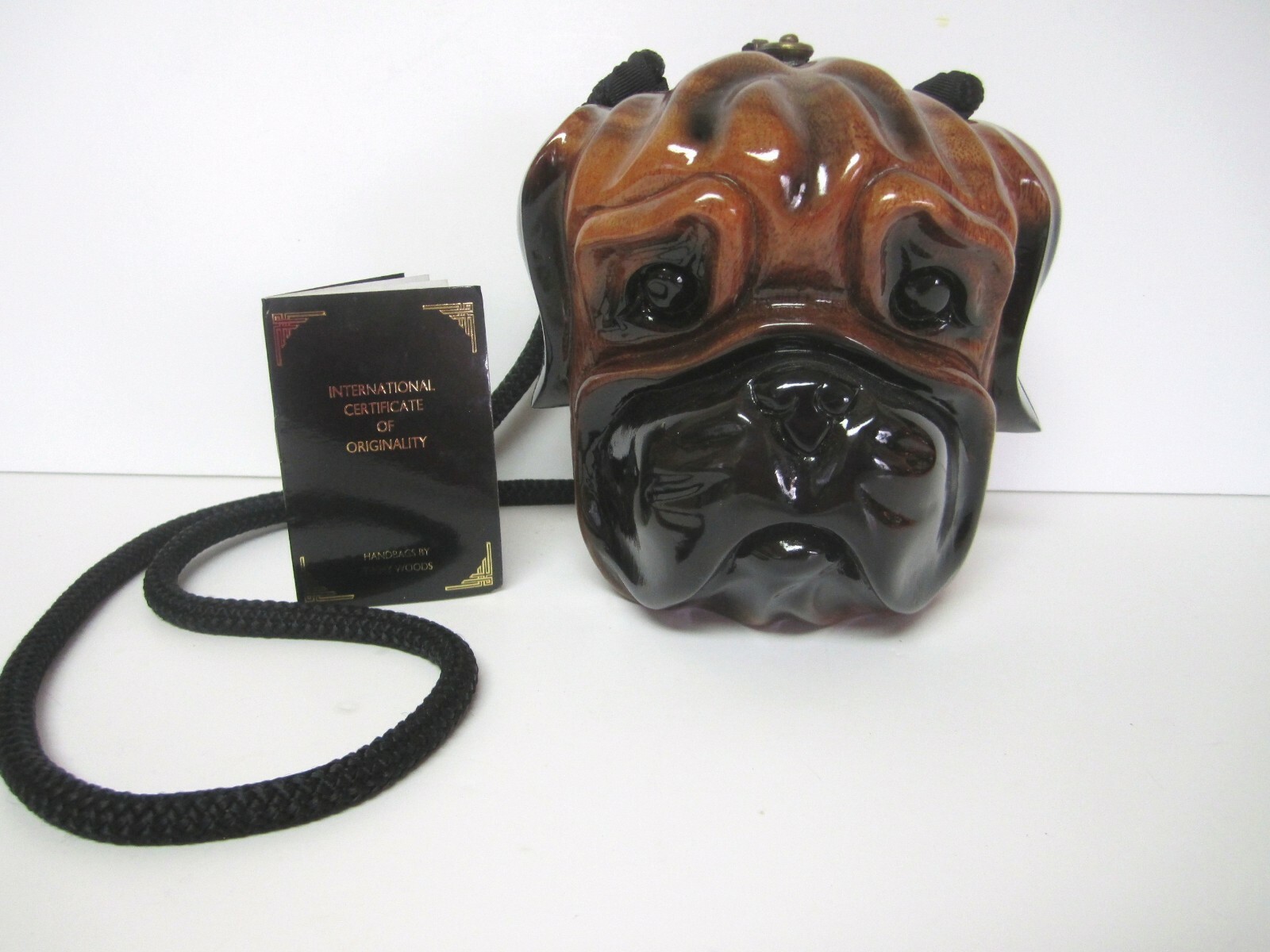 Timmy Woods Bulldog Shoulder Clutch Wood Purse