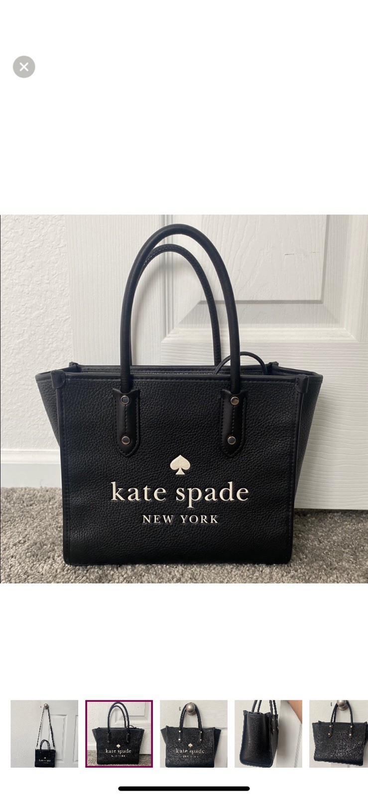Kate Spade Ella Tote Bag –Black Leather – Gold Hardware–Classic Designer Handbag