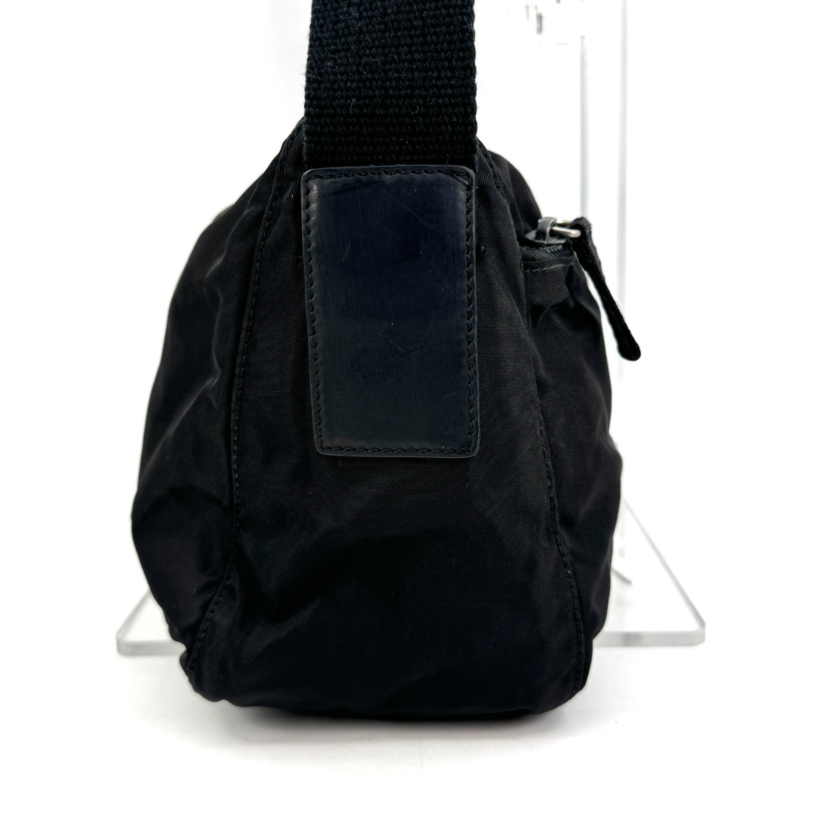 PRADA Tessuto Nylon Shoulder Bag Black with Triangle Logo