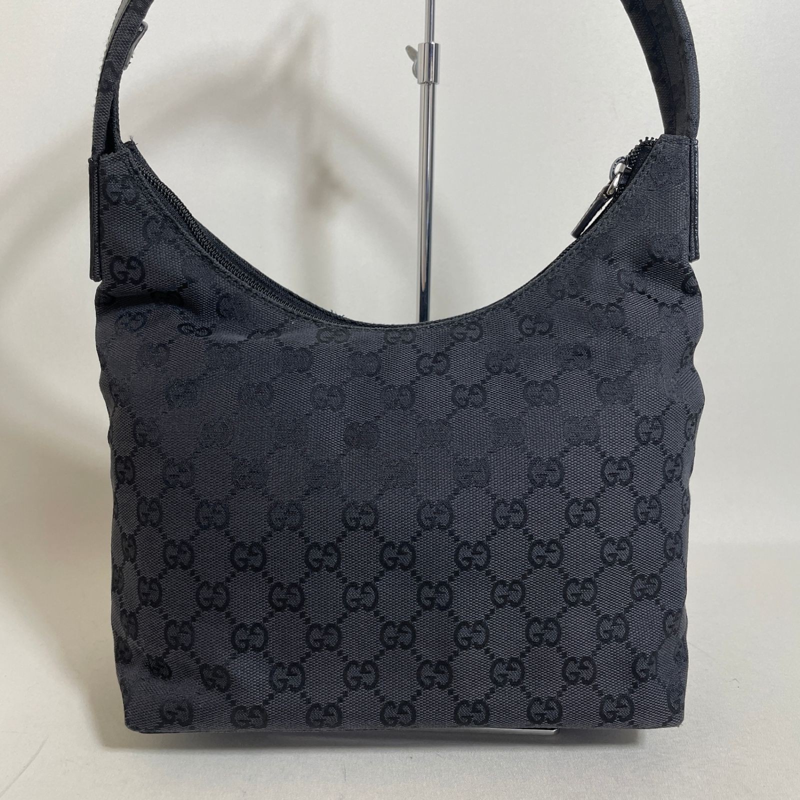 Gucci GG Canvas Shoulder Bag Black Leather Size 18x23x12in 50in Handle