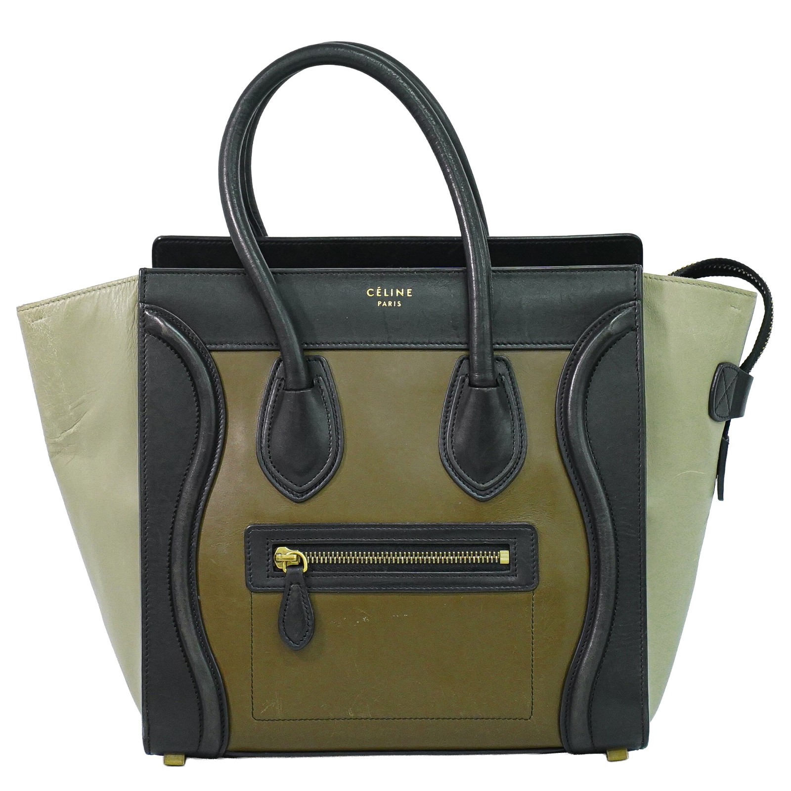 CELINE Micro Luggage Leather Handbag Multicolor Gold