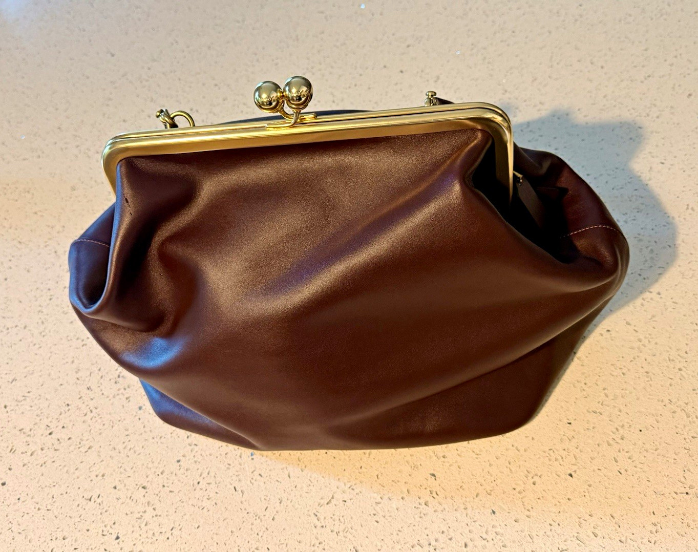 Large Coach Black Currant Kisslock Frame Bag w/ Detachable Strap