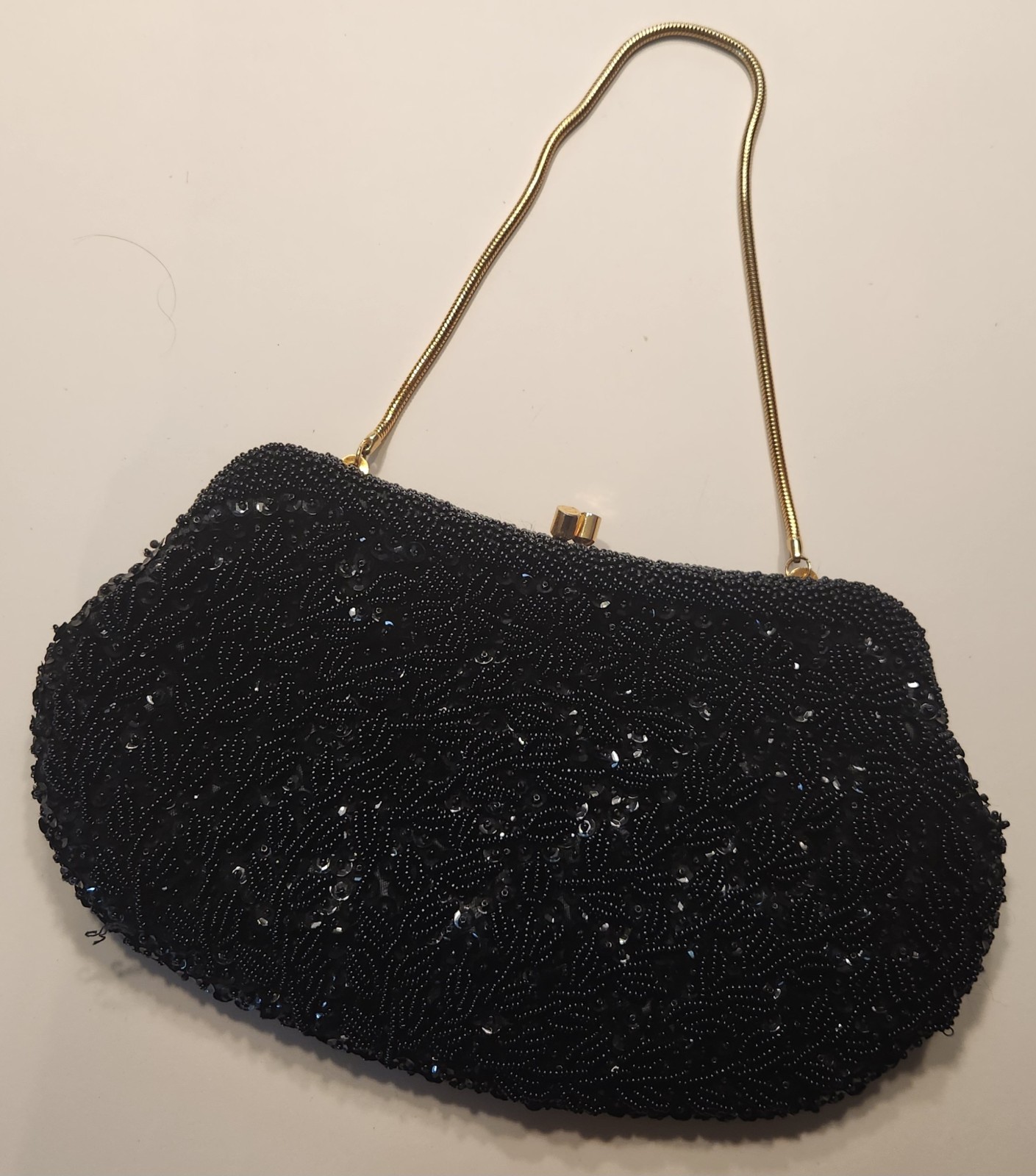 Vintage Hand Beaded Handbag Made In The Crown Colony of Hong Kong ~ Free Ship