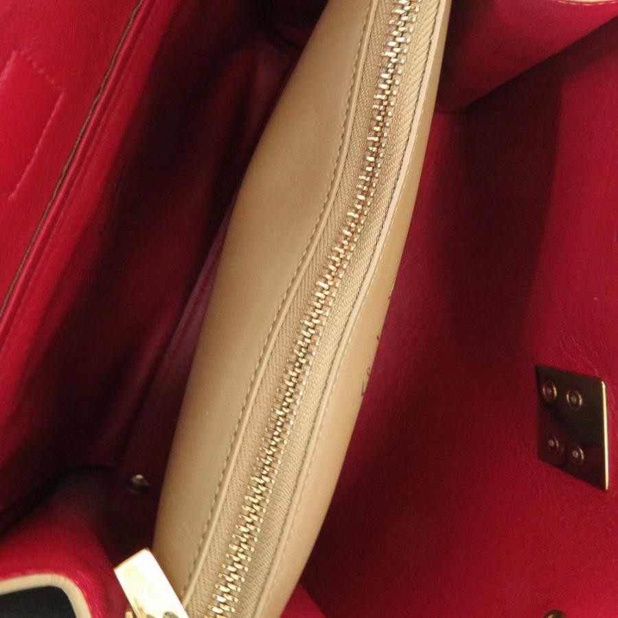 SALVATORE FERRAGAMO Bag: Gancini Brown/Red W26.5H19D12cm w/keys clochette;