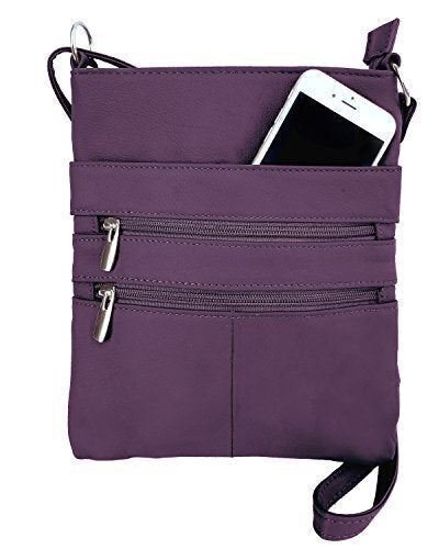 Purple Mini Body Purse Multi Pocket Cross Body Handbag Adjustable Shoulder Strap