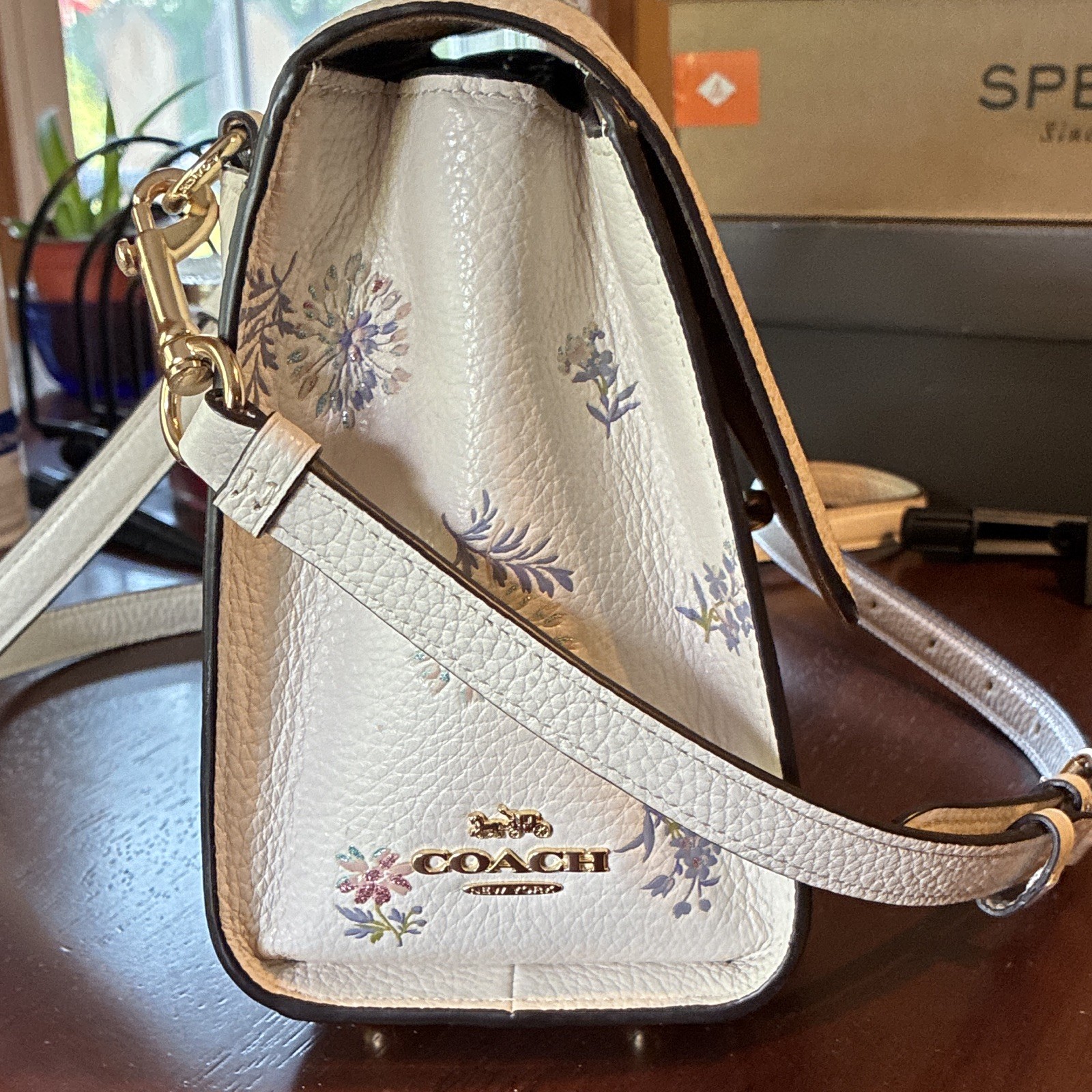 Dandelion Floral Print Coach Tilly Top Handle With Dandelion Floral Print Chalk