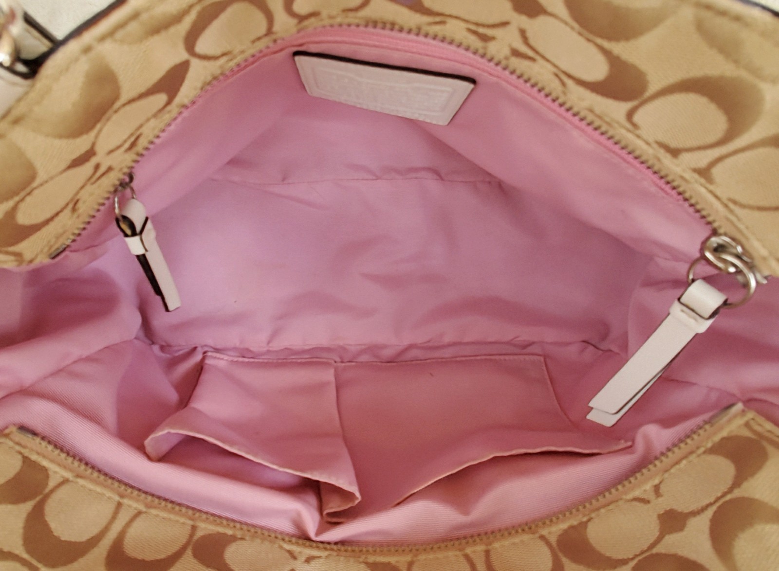 Coach Signature Canvas Leather Pleated East West Gallery Tote Shoulder Bag Y2K