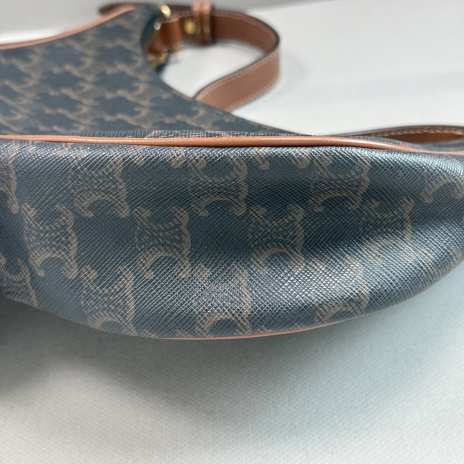 AUTH Celine Ava Bag Triomphe Coated Canvas Brown Hobo Bag Shouder Bag Gold HDW