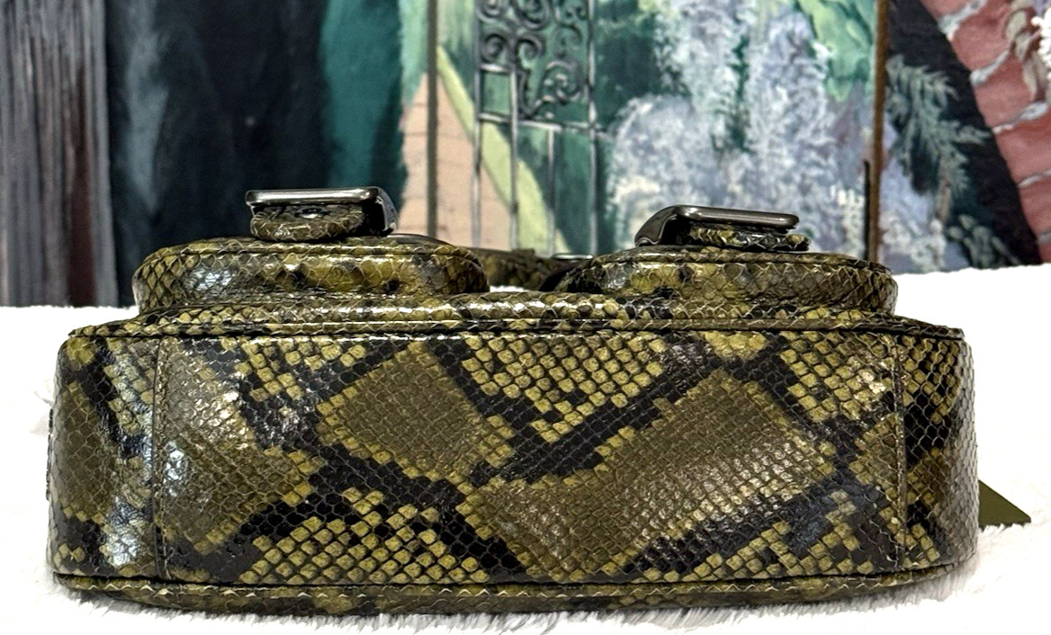 NWT Coach Ashton Snake Print Leather Shoulder Crossbody Bag CCE38 In OLIVE Multi
