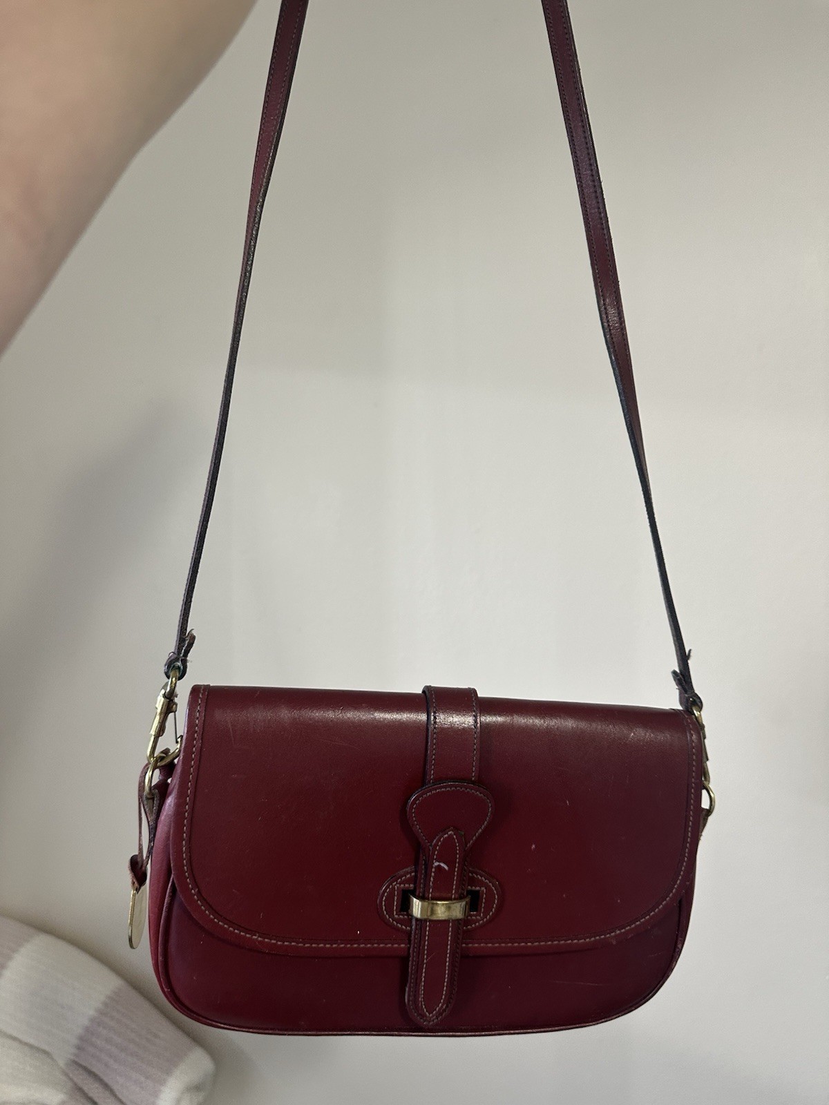 Dooney & Bourke Burgundy Shoulder Bag Gold Hardware Buckle Logo Bag Charm