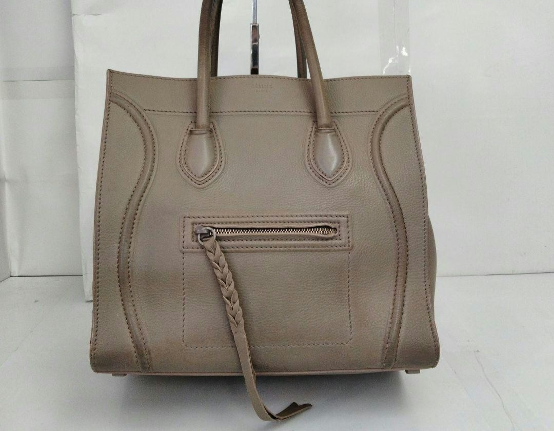 CELINE Luggage Phantom Tote Handbag color Beige Greige Leather fashion goods